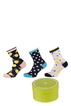 giftbox sokken met all-over-print - set van 3 multi