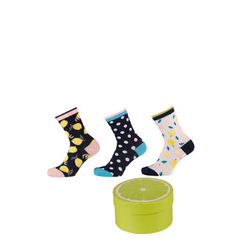 Apollo giftbox sokken met all-over-print - set van 3 multi Meisjes Katoen - 23-26