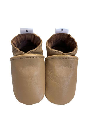 leren babyslofjes camel