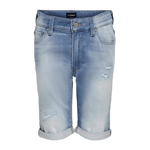 KIDS ONLY BOY slim fit jeans bermuda KOBMATT light blue denim Denim short Blauw Jongens Stretchdenim