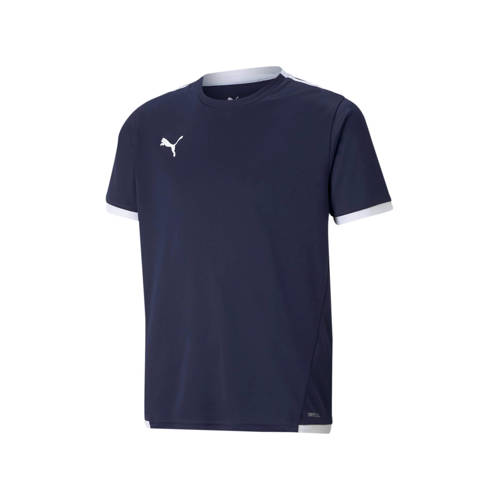 Puma junior voetbalshirt donkerblauw/wit Sport t-shirt Jongens/Meisjes Polyester Ronde hals - 116