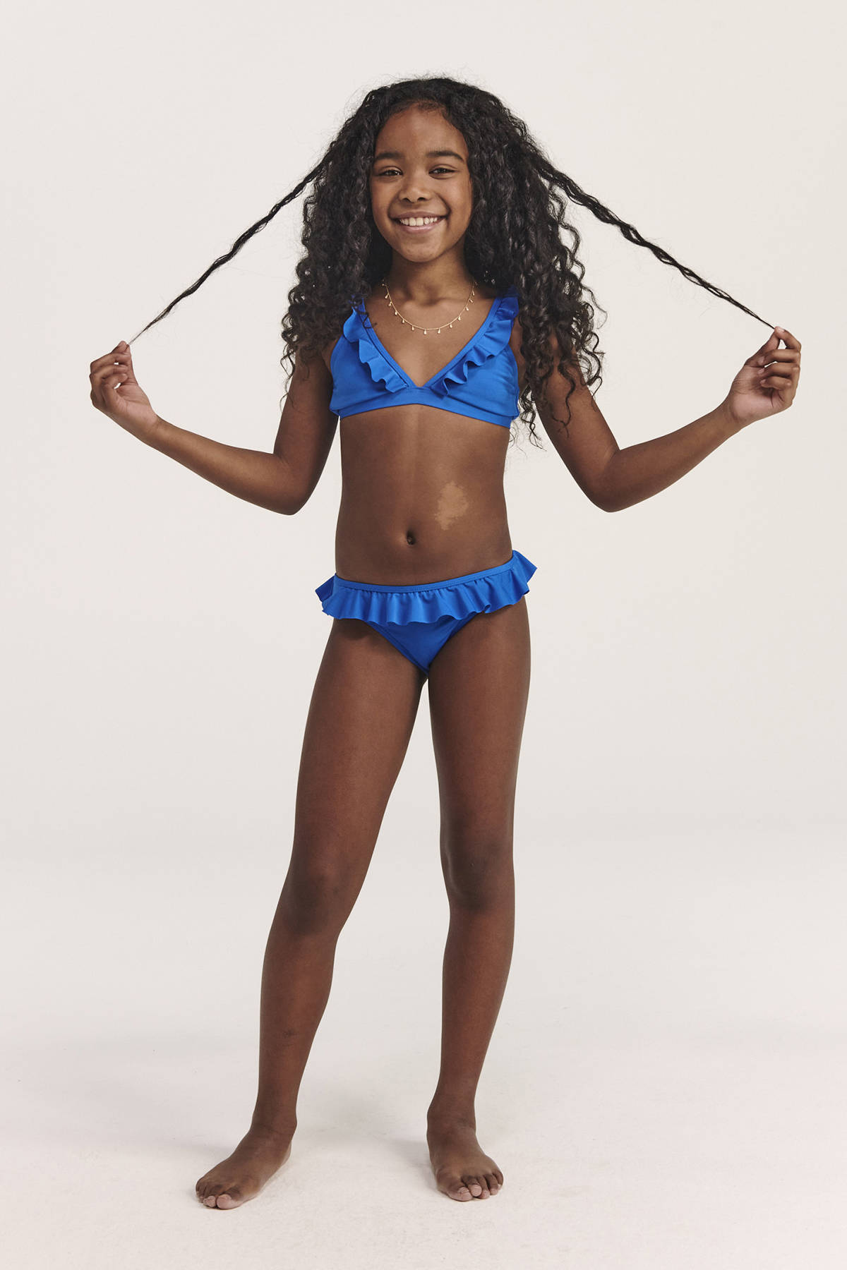 Shiwi triangel bikini met ruches blauw kleertjes