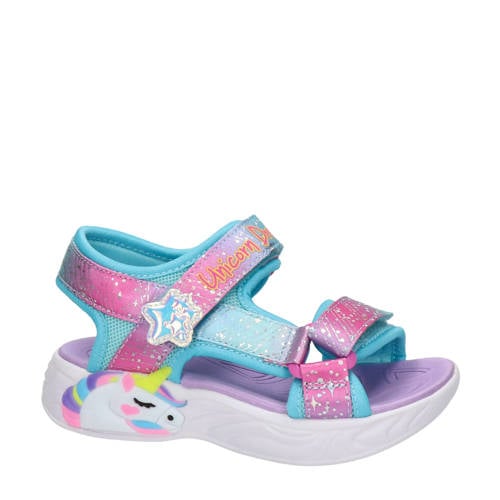 Skechers Unicorn Dreams sandalen blauw/roze Meisjes Textiel Dierenprint