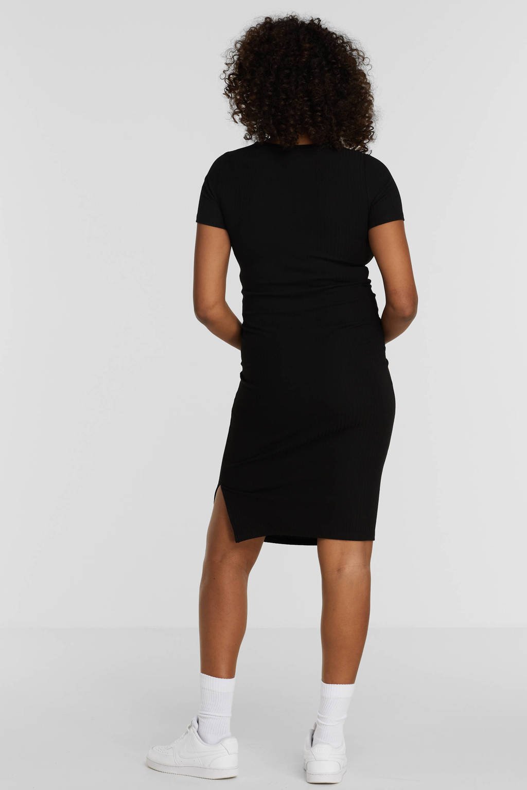 ONLY MATERNITY ribgebreide zwangerschapsjurk OLMNELLA zwart