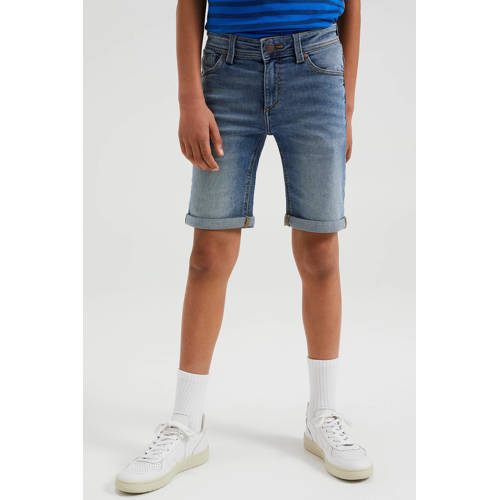 WE Fashion Blue Ridge slim fit jeans bermuda mid blue Denim short Blauw Jongens Jog denim - 104