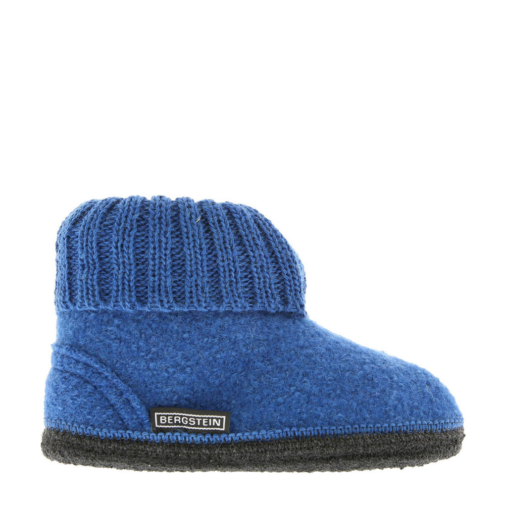 Kobaltblauwe jongens en meisjes Bergstein Cozy pantoffel kids van wol 