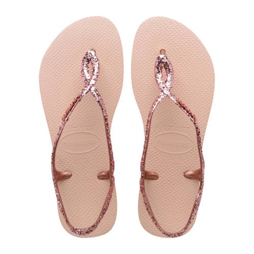 Havaianas Luna Premium II sandalen met glitters roze Dames Rubber Effen