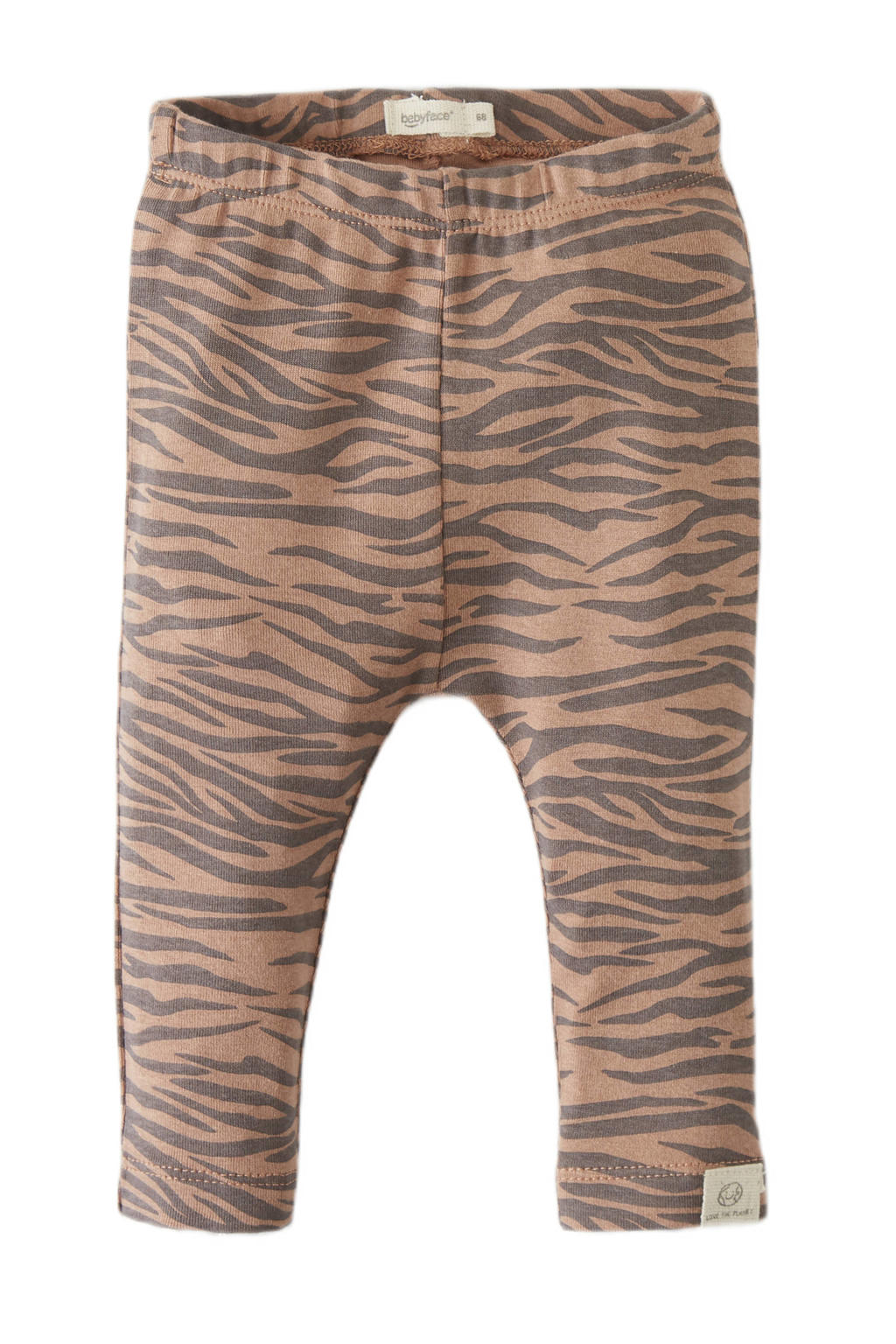 Bruine jongens Babyface baby regular fit broek van stretchkatoen met elastische tailleband en dierenprint