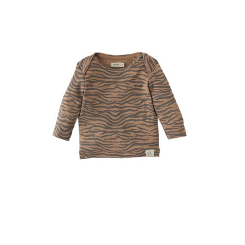 Babyface baby longsleeve met zebraprint bruin Jongens Stretchkatoen Ronde hals