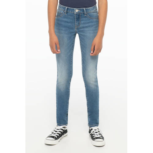 Levi's Kids 710 super skinny jeans keira Blauw Meisjes Stretchdenim Effen