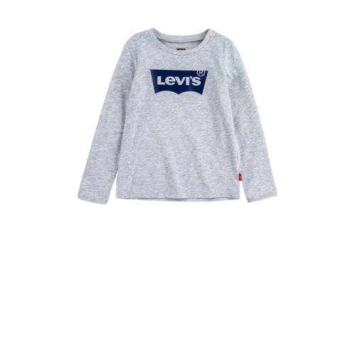 Levi's Kids longsleeve Batwing met logo grijs melange Meisjes Katoen Ronde hals
