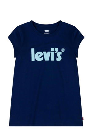 T-shirt Poster met logo donkerblauw