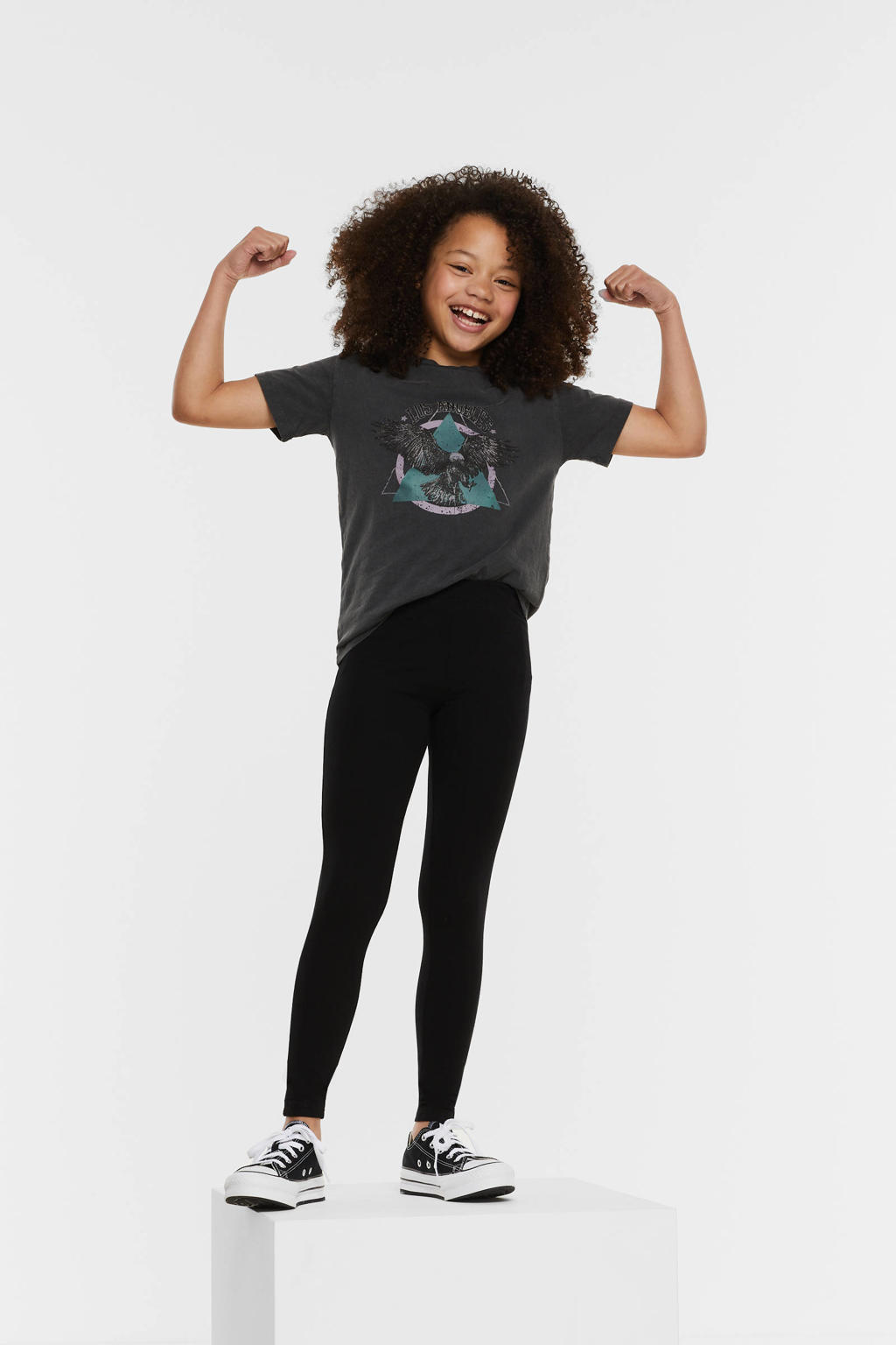 Zwarte meisjes anytime legging van duurzaam stretchkatoen met elastische tailleband