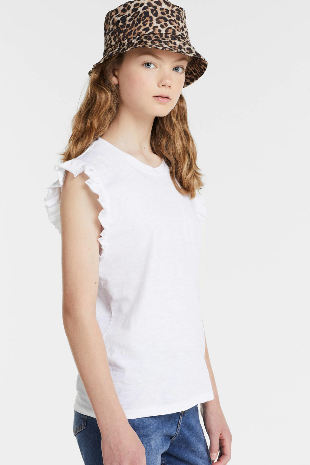Witte meisjes anytime T-shirt van katoen met melée print