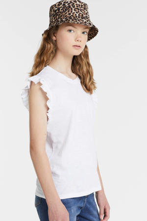 T-shirt met ruffle wit