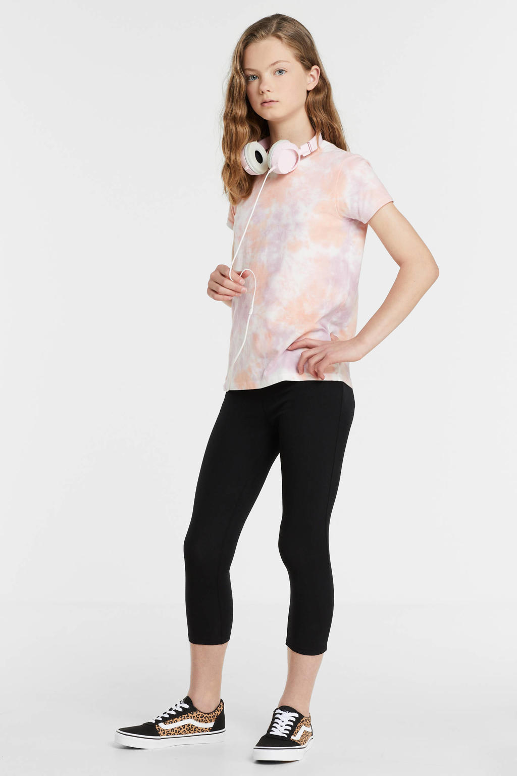 Zwarte meisjes anytime cropped legging van katoen met elastische tailleband