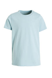 thumbnail: Lichtblauwe meisjes anytime basic T-shirt van katoen met effen, korte mouwen, ronde hals en geweven detail