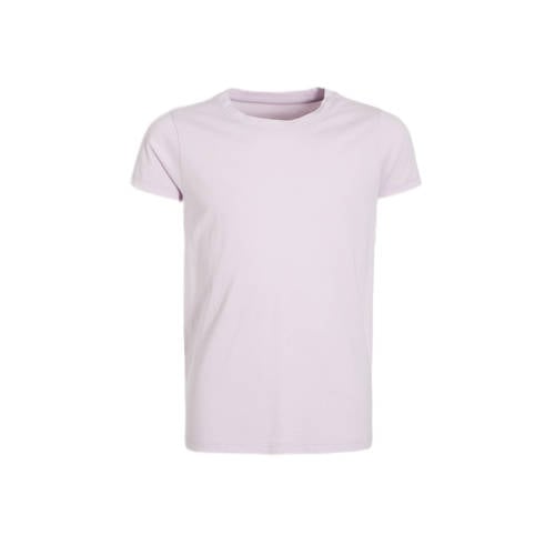 anytime basic T-shirt lila Paars Meisjes Katoen Ronde hals Effen - 110/116