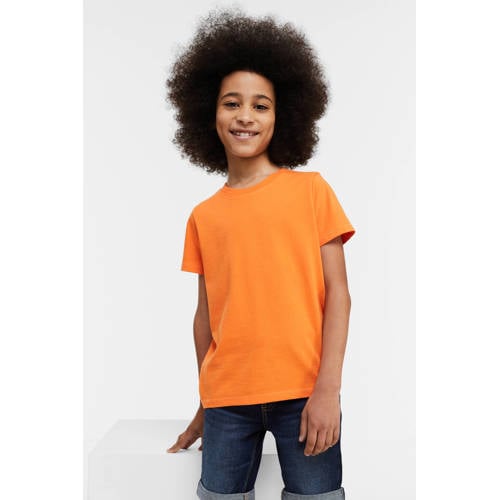 Anytime T-shirt oranje Jongens Katoen Ronde hals Effen - maat 110/116 afbeelding
