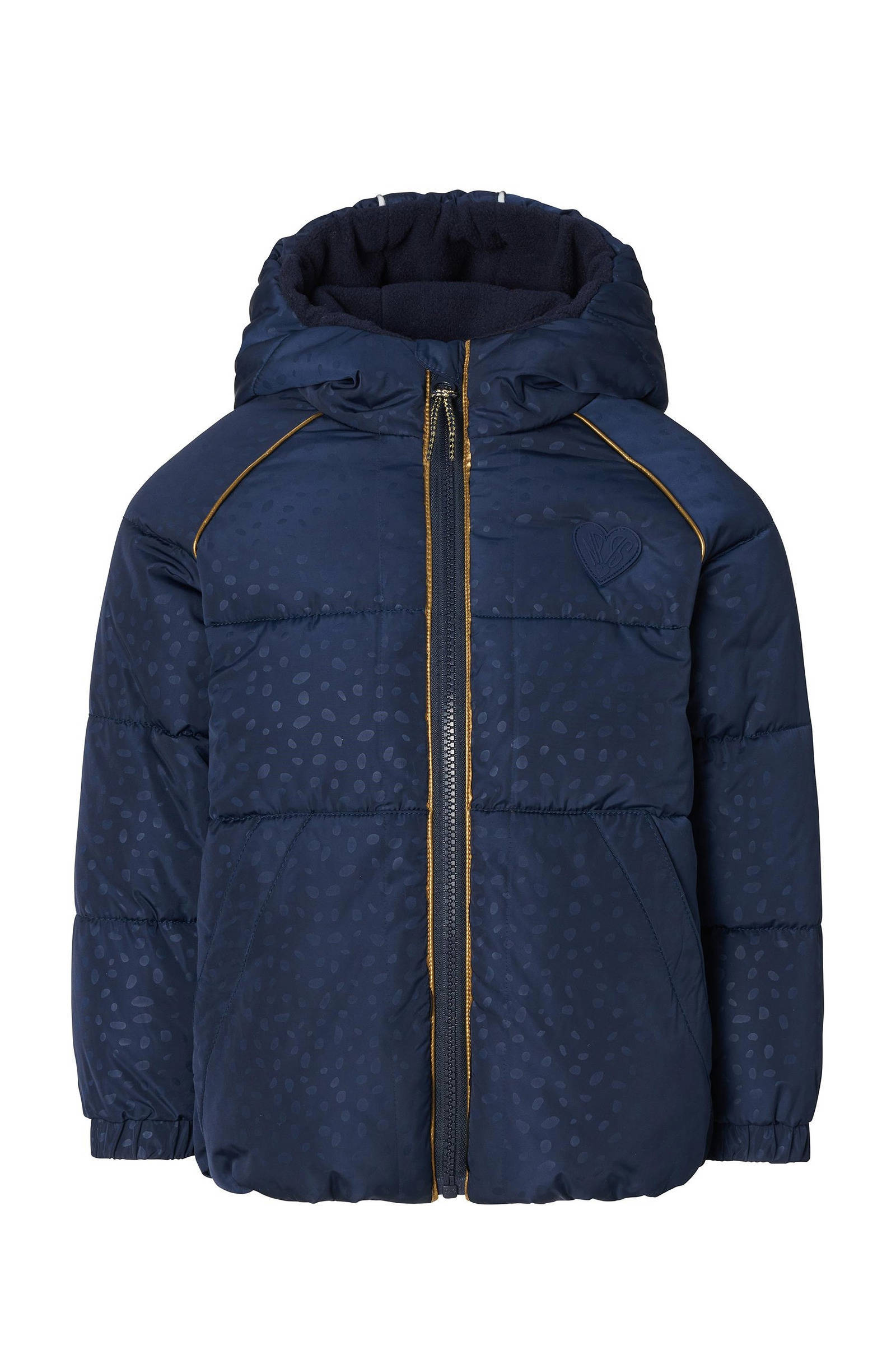 Noppies imitatiebont winterjas Alva met hartjes grijs