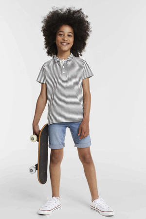 gestreepte polo wit/blauw