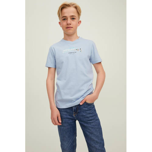 JACK & JONES JUNIOR T-shirt JORBOOSTER met printopdruk lichtblauw Jongens Katoen Ronde hals