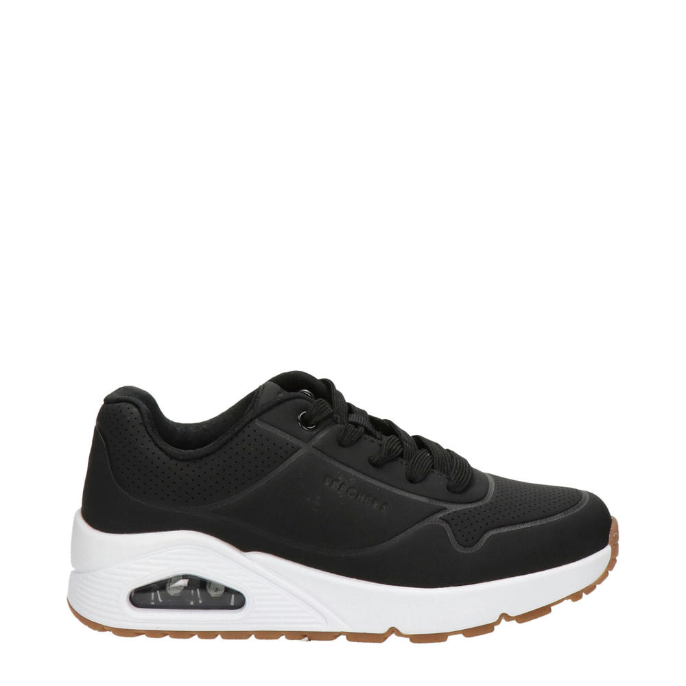 Zwarte jongens en meisjes Skechers Sketchers sneakers van imitatieleer met veters