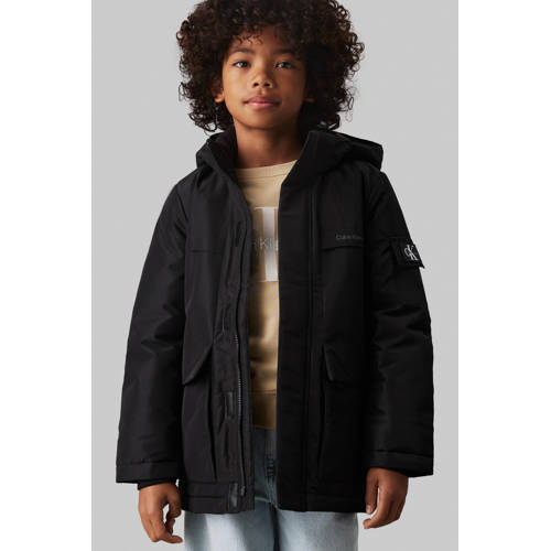 CALVIN KLEIN JEANS winterjas van polyester zwart Logo