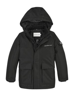 winterjas van polyester zwart