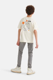 thumbnail: Lichtgrijze jongens Shoeby skinny jeans Jack van denim met regular waist en rits- en knoopsluiting
