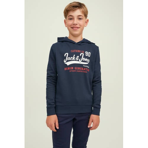 JACK & JONES JUNIOR hoodie JJELOGO met logo donkerblauw Sweater Logo