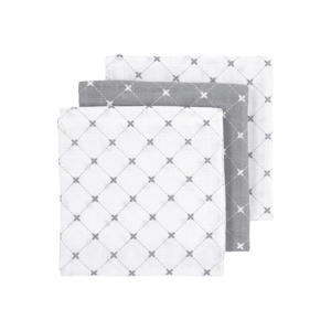 X Mrs. Keizer hydrofiele doek Louis 70x70 cm - set van 3 grijs/wit