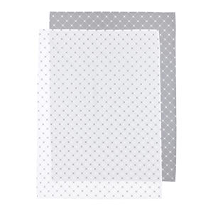 X Mrs. Keizer baby wieglaken Louis 75x100 cm - set van 2 grijs/wit