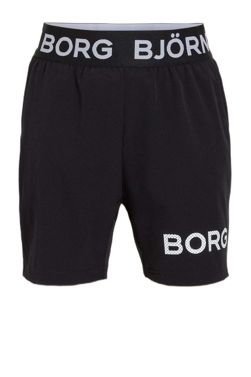 Zwarte jongens Björn Borg sportshort van polyester met regular fit, elastische tailleband en camouflageprint