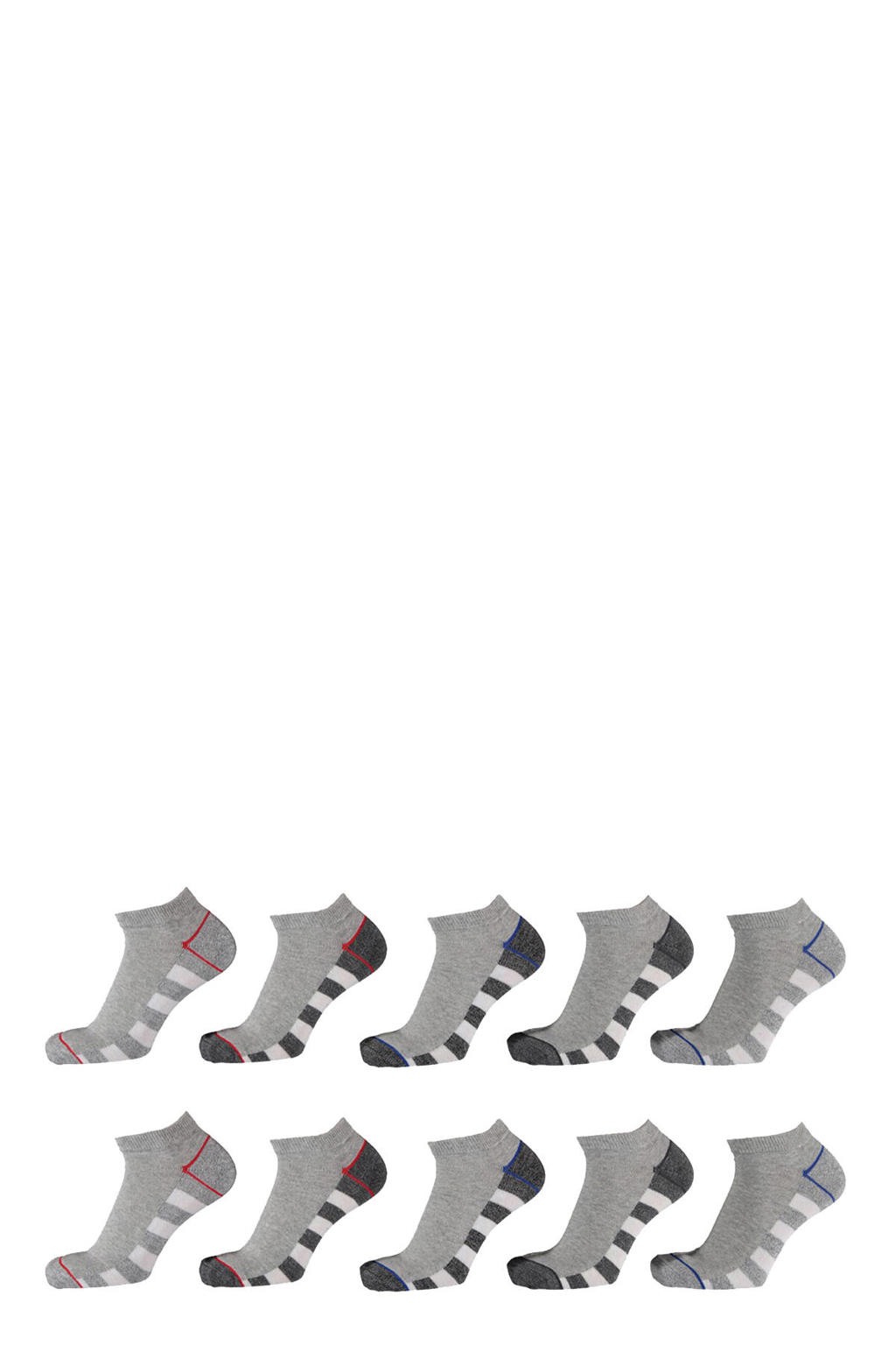 Apollo sneakersokken - set van 10 grijs