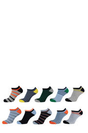 thumbnail: Apollo gestreepte sneakersokken - set van 10 multi