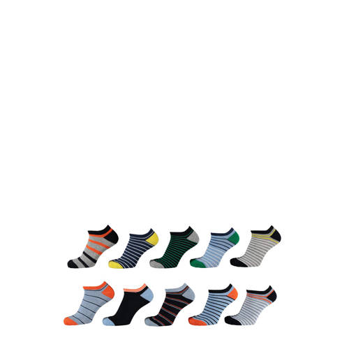 Apollo gestreepte sneakersokken - set van 10 multi Jongens Katoen Streep - maat 23-26 afbeelding