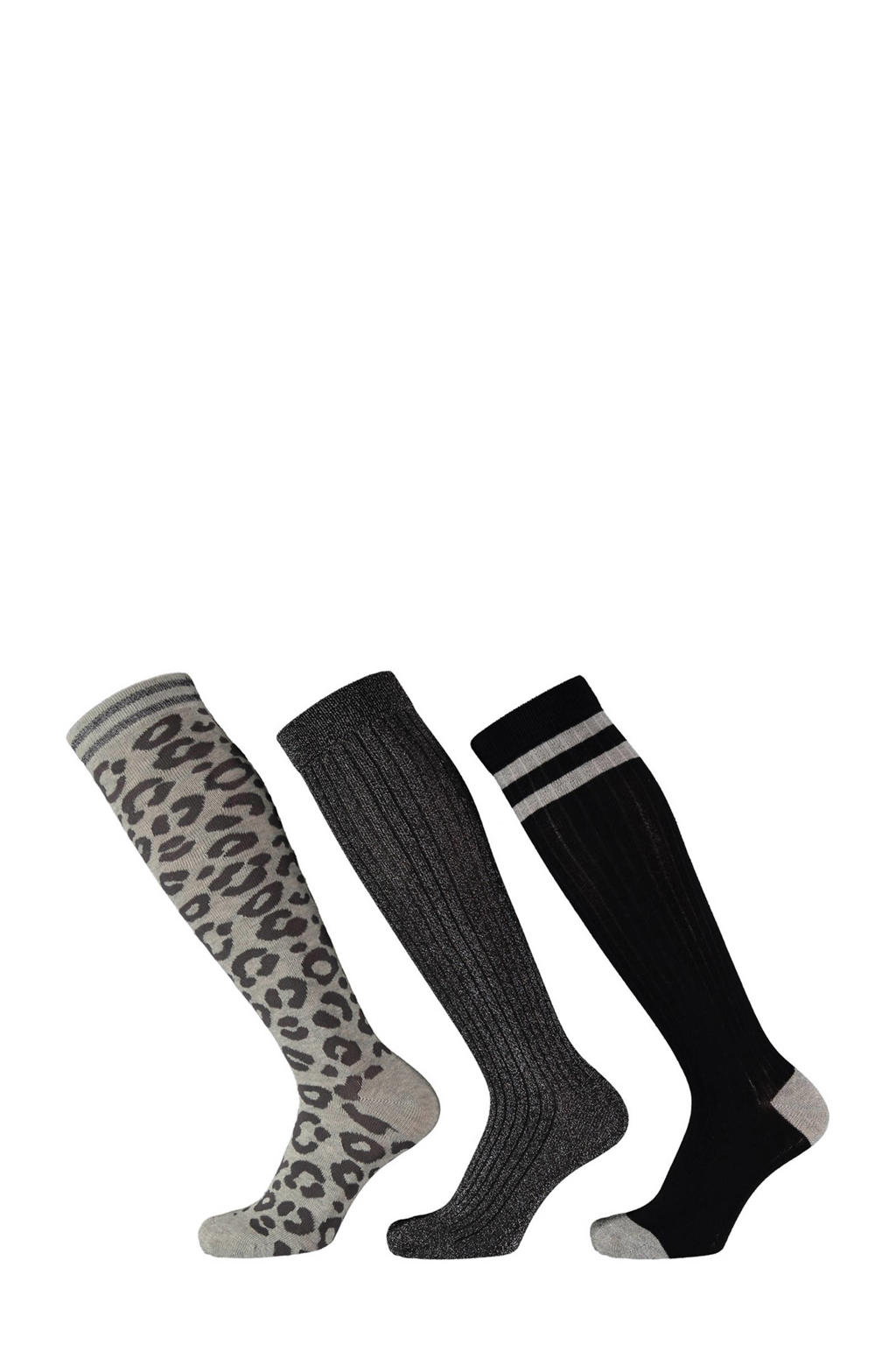 Apollo kniekousen met print - set van 3 grijs