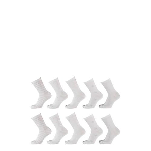 Apollo sokken met all-over print - set van 10 wit Meisjes Katoen All over print