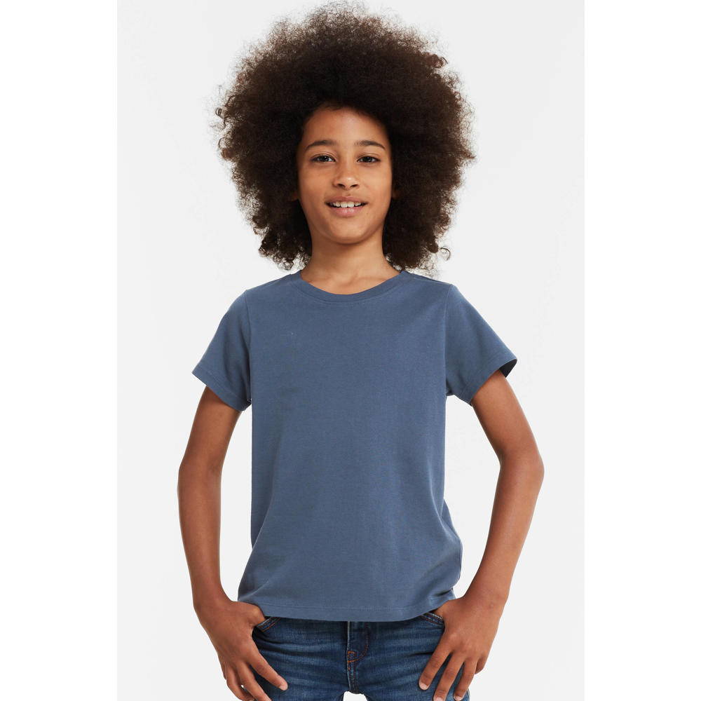 Blauwe jongens anytime T-shirt van katoen met korte mouwen en ronde hals