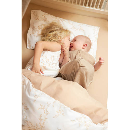 Meyco katoenen dekbedovertrek ledikant (100x135 cm) Beige Blad