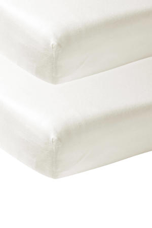 katoenen jersey wieg hoeslaken - 50x90 offwhite (set van 2)