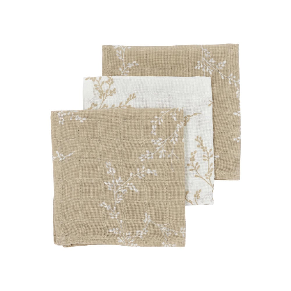 Meyco hydrofiel monddoekje - Branches sand (set van 3)