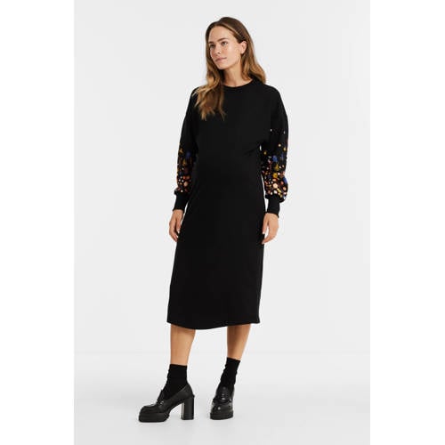 ONLY MATERNITY wijdvallende zwangerschapsjurk OLMBROOKE zwart/multi Dames Sweat Ronde hals