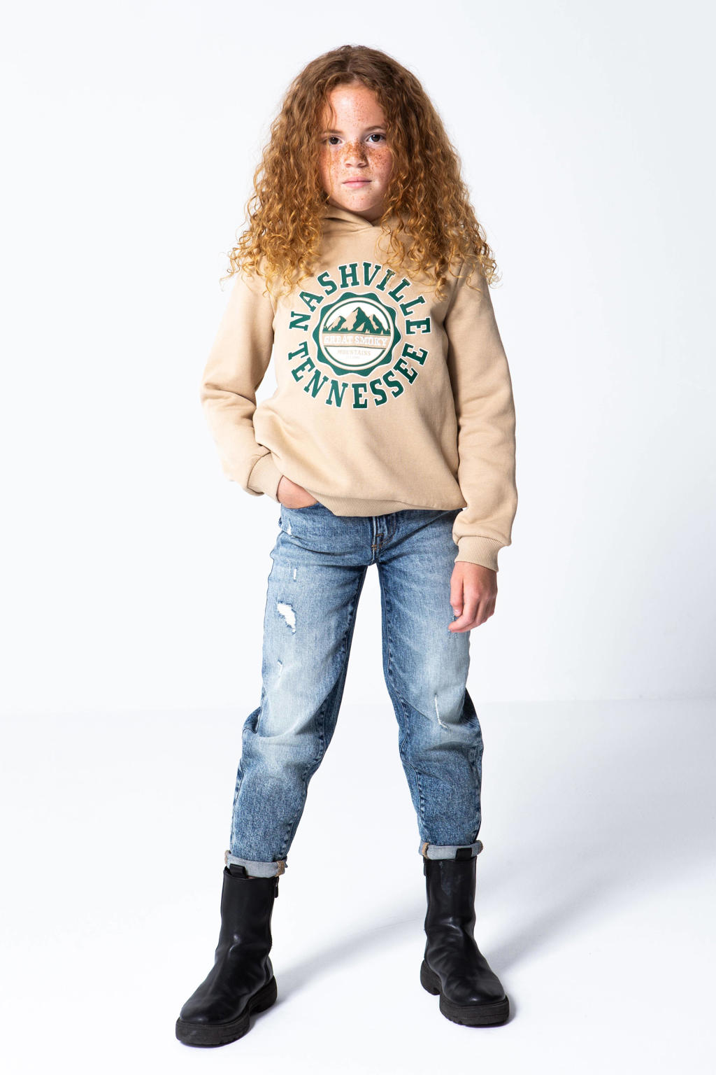 KIDS ONLY GIRL mom jeans KOGLUCCA dark blue denim