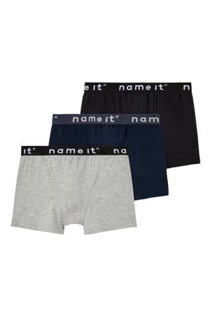 boxershort NKMBOXER - donkerblauw/grijs melange/zwart (set van 3)