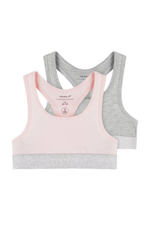 bh top - lichtroze/grijs melange (set van 2)