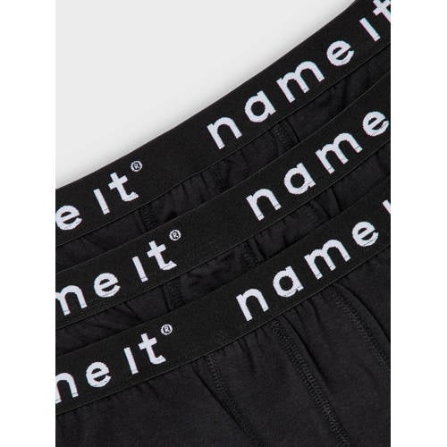 NAME IT KIDS boxershort NKMBOXER - set van 3 zwart Jongens Stretchkatoen