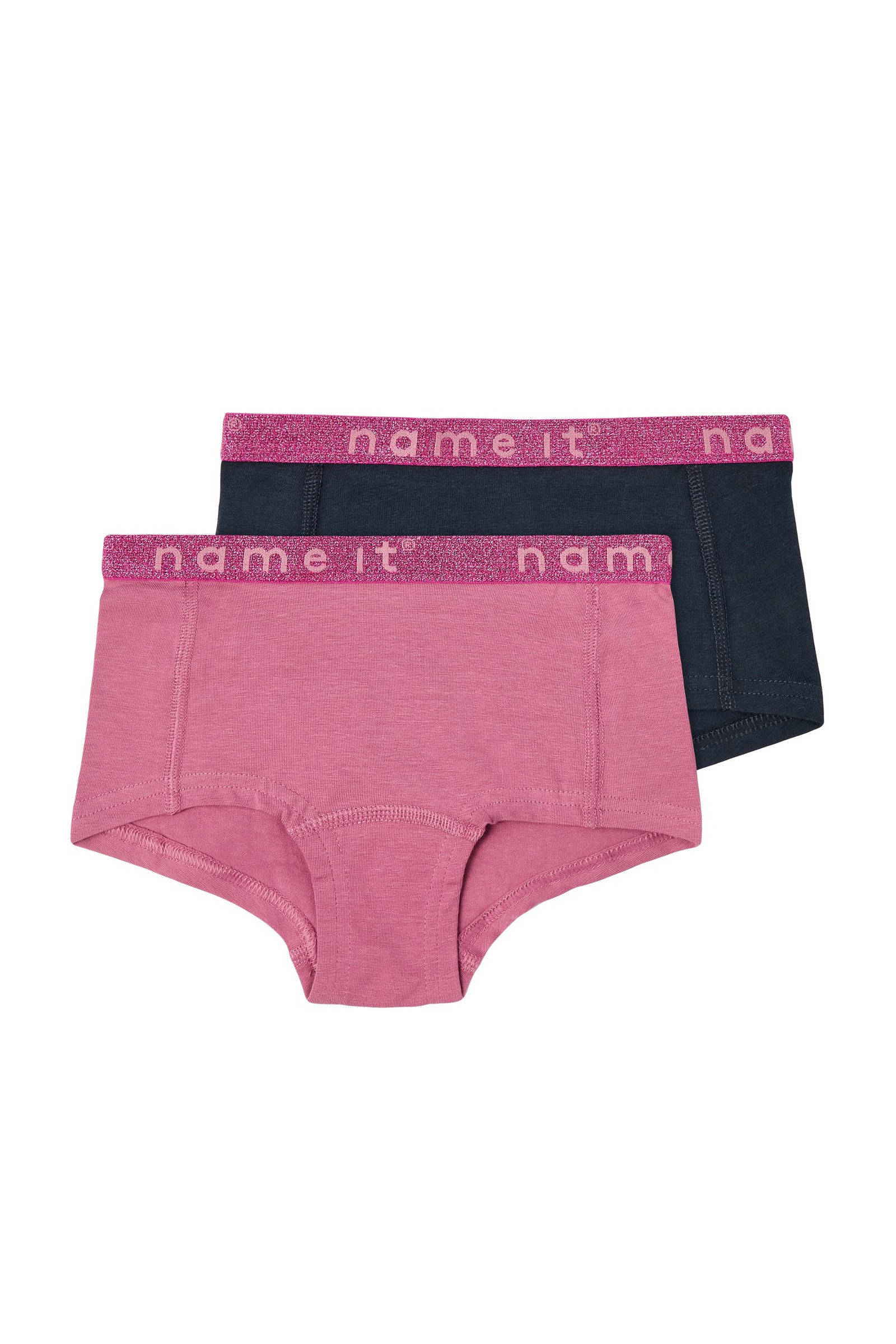 NAME IT KIDS hipster NKFHIPSTER set van 2 roze donkerblauw kleertjes