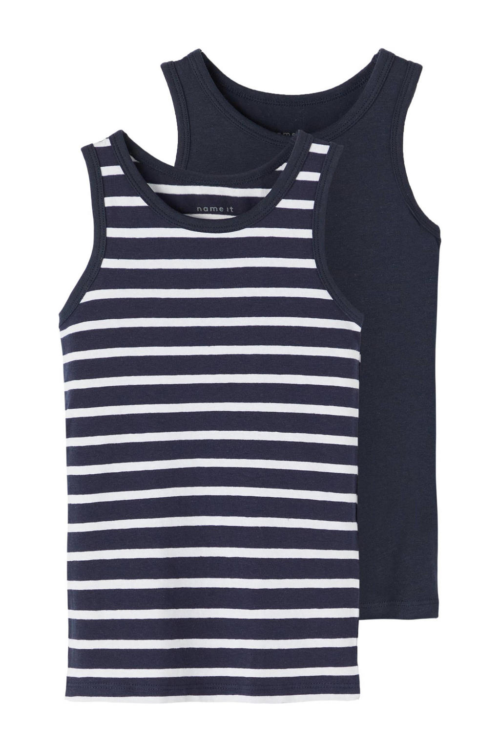 NAME IT KIDS hemd NKMTANK - donkerblauw/wit (set van 2)